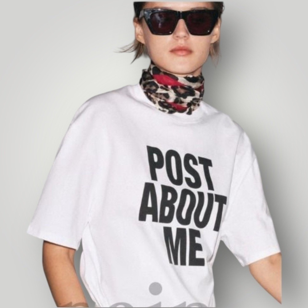 Oversized Text T‎ Shirt Tee Size Med Black/White Minimalist Grunge Typography